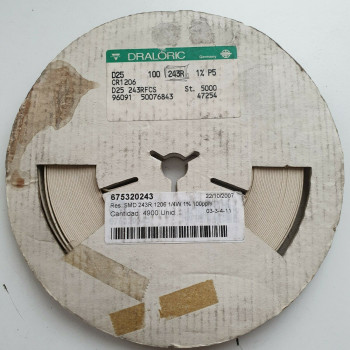 10 x 243R 1/4W 1% 100PPM SMD DRALORIC RESISTOR. (R434) CA395U4900F280721