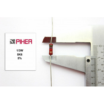 VINTAGE PIHER RESISTOR. 1/3W 5K6 5% *3 PC* NOS (New Old Stock)1970´S+