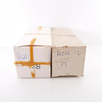 2 X 83 RCA TUBE. BLACK PLATES. NOS. AK  ENA