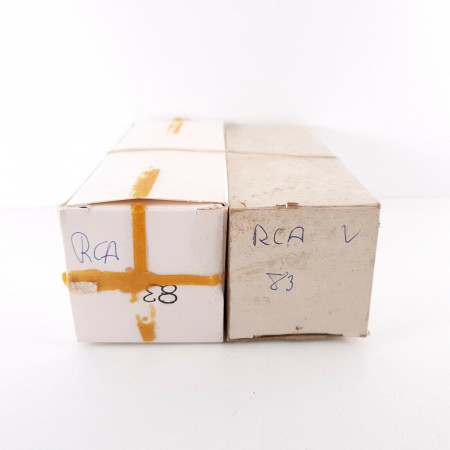 2 X 83 RCA TUBE. BLACK PLATES. NOS. AK  ENA