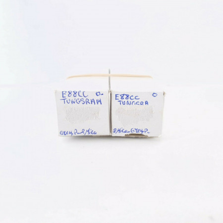 2 X E88CC TUNGSRAM TUBE. GREY PLATES. ORANGE LOGO. CK  ENA