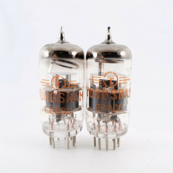 2 X E88CC TUNGSRAM TUBE. GREY PLATES. ORANGE LOGO. CK  ENA 2