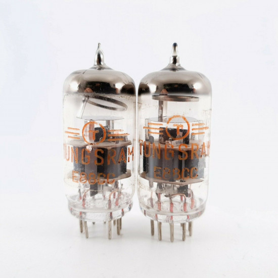 2 X E88CC TUNGSRAM TUBE. GREY PLATES. ORANGE LOGO. CK  ENA