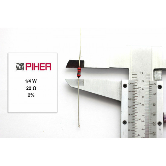 VINTAGE PIHER RESISTOR. 1/4W 22Ohm 22R 2% *4 PC* NOS (New Old Stock)