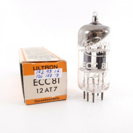 1 X ECC81 ULTRON TUBE. 1970s PROD. 102/120%. CF  ENA