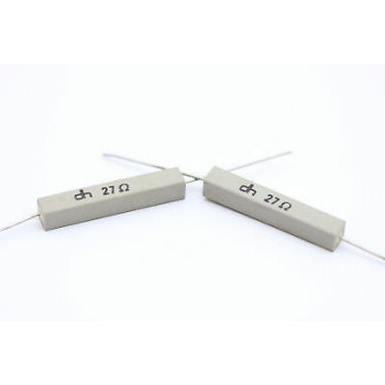 CEMENTED CERAMIC RESISTOR 27 OHM 6W DH AXIAL NOS (New Old Stock) *2PC* U4