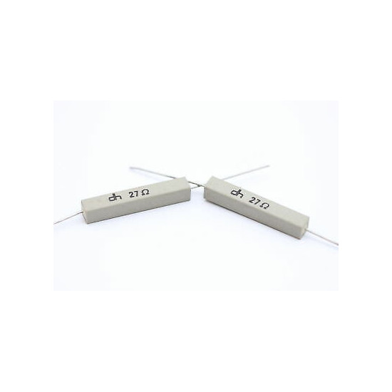 CEMENTED CERAMIC RESISTOR 27 OHM 6W DH AXIAL NOS (New Old Stock) *2PC* U4
