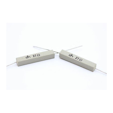 CEMENTED CERAMIC RESISTOR 27 OHM 6W DH AXIAL NOS (New Old Stock) *2PC* U4