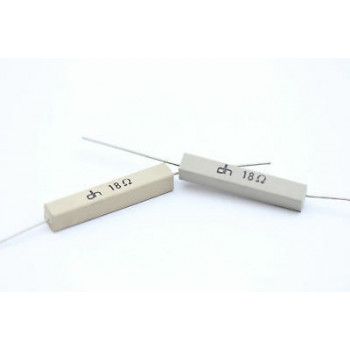CEMENTED CERAMIC RESISTOR 18 OHM 6W DH AXIAL NOS (New Old Stock) *2PC* U82