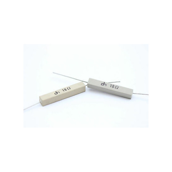 CEMENTED CERAMIC RESISTOR 18 OHM 6W DH AXIAL NOS (New Old Stock) *2PC* U82