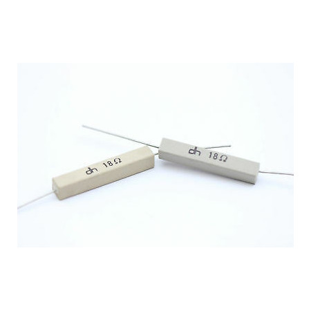 CEMENTED CERAMIC RESISTOR 18 OHM 6W DH AXIAL NOS (New Old Stock) *2PC* U82