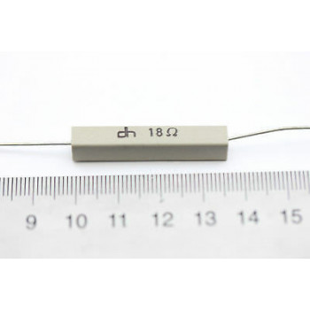 CEMENTED CERAMIC RESISTOR 18 OHM 6W DH AXIAL NOS (New Old Stock) *2PC* U82 2