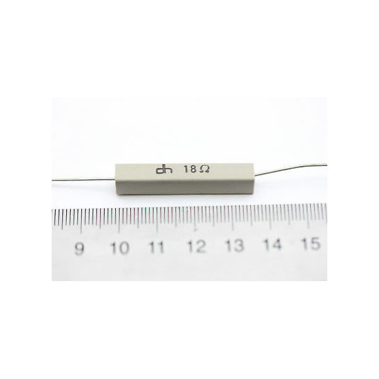 CEMENTED CERAMIC RESISTOR 18 OHM 6W DH AXIAL NOS (New Old Stock) *2PC* U82