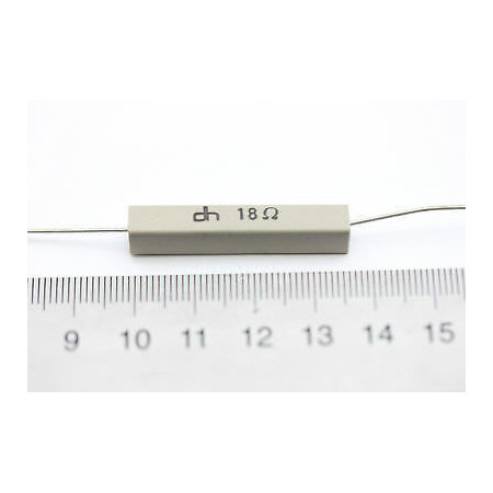 CEMENTED CERAMIC RESISTOR 18 OHM 6W DH AXIAL NOS (New Old Stock) *2PC* U82
