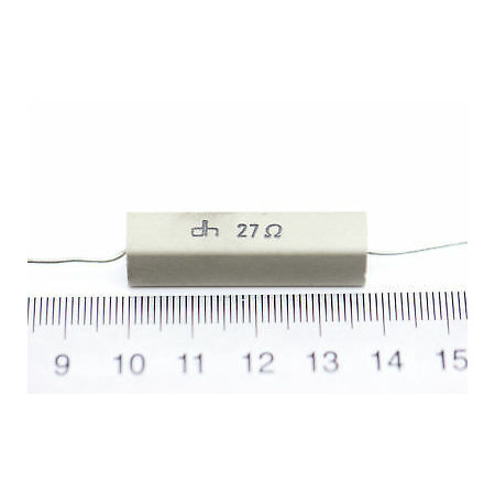 CEMENTED CERAMIC RESISTOR 27 OHM 8W DH AXIAL NOS (New Old Stock) *1PC* U200