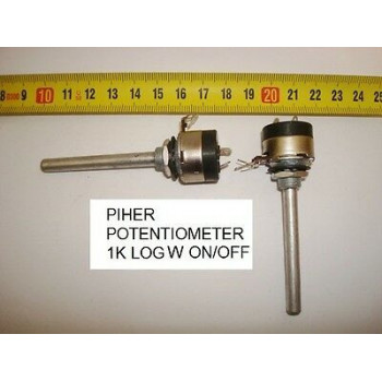 POTENCIOMETRO CARBON  PIHER POTENTIOMETER.  1K LOG C/I W ON/OFF. P17