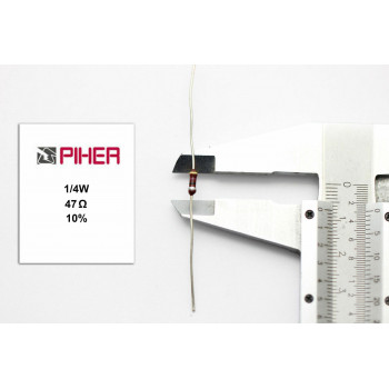 VINTAGE PIHER RESISTOR. 1/4W 47Ohm 47R 10% *4 PC* NOS (New Old Stock)