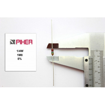 VINTAGE PIHER RESISTOR. 1/4W 1M8 5% *4 PC* NOS (New Old Stock)