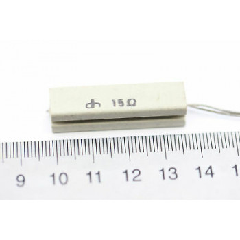 CEMENTED CERAMIC RESISTOR 15 OHM 8W DH VERTICAL NOS (New Old Stock) *1PC* U12 2