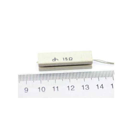 CEMENTED CERAMIC RESISTOR 15 OHM 8W DH VERTICAL NOS (New Old Stock) *1PC* U12