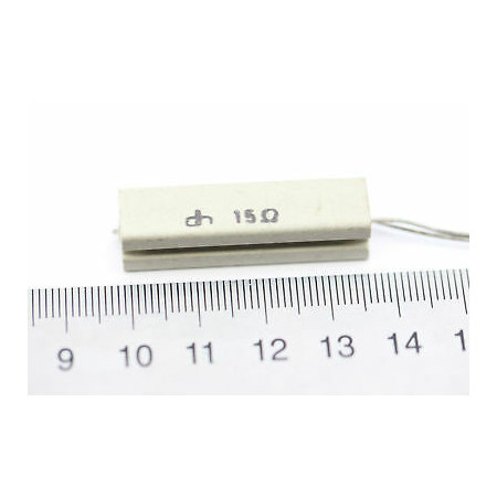 CEMENTED CERAMIC RESISTOR 15 OHM 8W DH VERTICAL NOS (New Old Stock) *1PC* U12