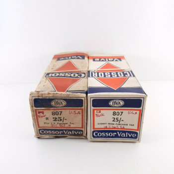 2 X 807 COSSOR TUBE. BLACK PLATES. USA. NOS/NIB.  CT  ENA
