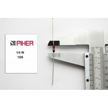 VINTAGE PIHER RESISTOR. 1/4W 1.6Ohm 1R6 *5 PC* NOS (New Old Stock)