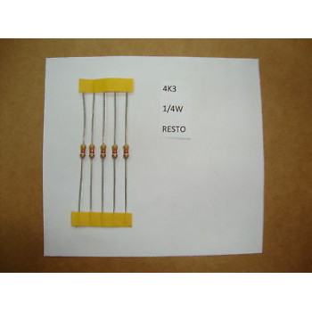 RESISTOR. 1/4W 4K3 4.3K 5% *8 PC* NEW