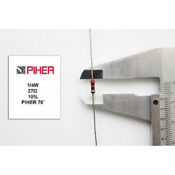 VINTAGE PIHER RESISTOR. 1/4W 27Ohm 27R 10% *4 PC* NEW ORIGINAL 1970´S + F310516