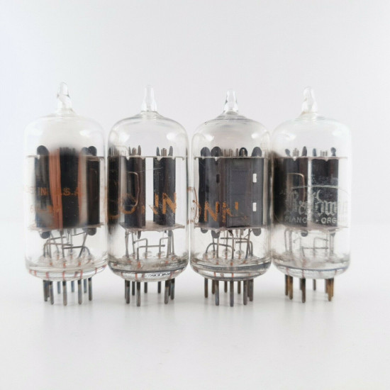 4 X 12AU7A RCA TUBE. CLEAR TOP. 17MM GREY LADDER PLATES. CT  ENA