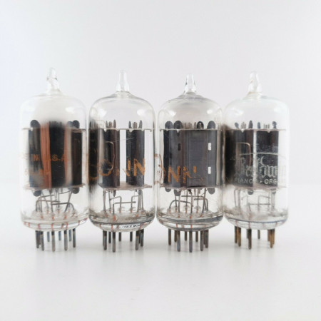 4 X 12AU7A RCA TUBE. CLEAR TOP. 17MM GREY LADDER PLATES. CT  ENA