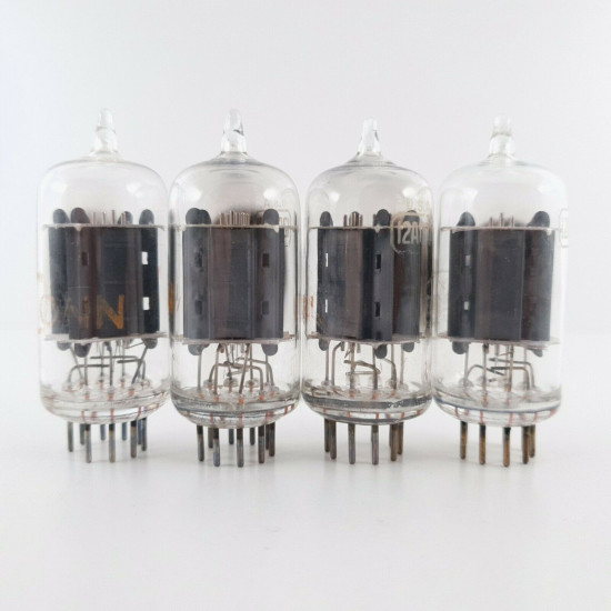 4 X 12AU7A RCA TUBE. CLEAR TOP. 17MM GREY LADDER PLATES. CT  ENA
