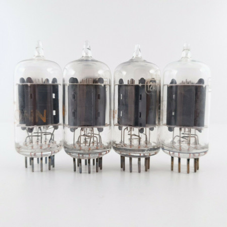 4 X 12AU7A RCA TUBE. CLEAR TOP. 17MM GREY LADDER PLATES. CT  ENA