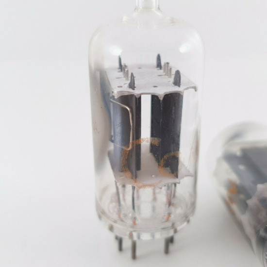 4 X 12AU7A RCA TUBE. CLEAR TOP. 17MM GREY LADDER PLATES. CT  ENA
