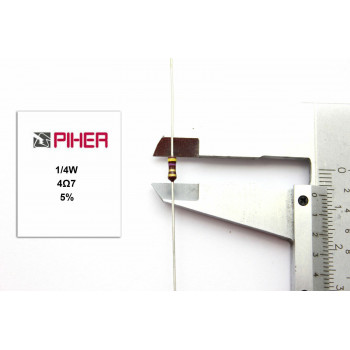 VINTAGE PIHER RESISTOR. 1/4W 4.7Ohm 4R7 5% *4 PC* NOS (New Old Stock)
