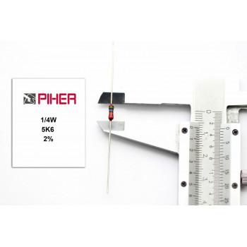 VINTAGE PIHER RESISTOR. 1/4W 5K6 2% *4 PC* NOS (New Old Stock)