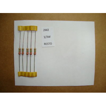 RESISTOR. 1/3W 2M2 2.2M 5% *8 PC* NEW