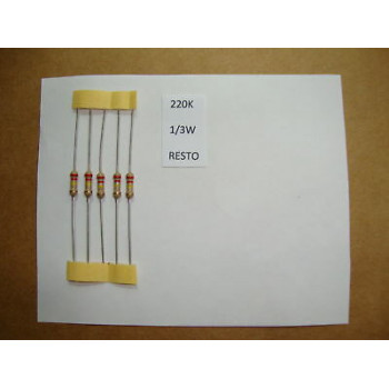 RESISTOR. 1/3W 220K 5% *8 PC* NEW