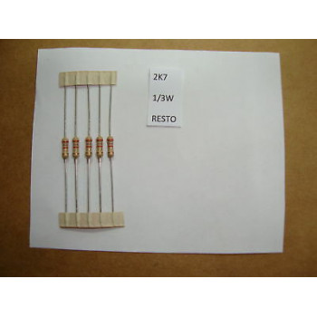 RESISTOR. 1/3W 2K7 2.7K 5% *8 PC* NEW