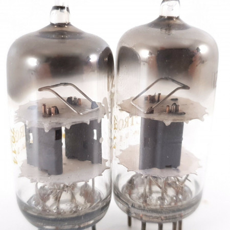 2 X 12AT7 / ECC81 UNITED TUBE. TILTED GETTER. 1970s PROD. MATCHED PAIR. CF  ENA
