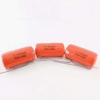 3 X 0.22uF 5% 600V SPRAGUE CAPACITOR ORANGE DROP. 715P600V. RADIAL. 22 CP  ENA