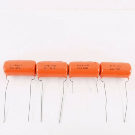 4 X 0.033uF 5% 1600V SPRAGUE CAPACITOR ORANGE DROP. 715P1600V. RADIAL 25 CP  ENA
