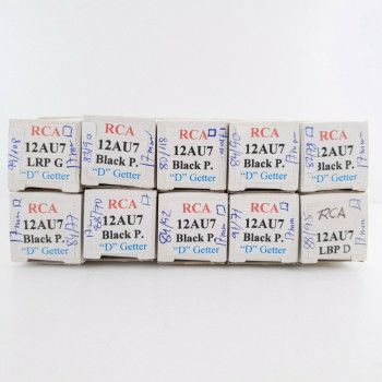 10 X 12AU7A RCA TUBE. 17MM BLACK PLATES. BLACK PLATES. 1960s PRODUCTION. CT  ENA