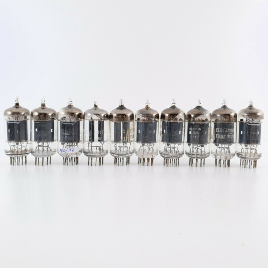 10 X 12AU7A RCA TUBE. 17MM BLACK PLATES. BLACK PLATES. 1960s PRODUCTION. CT  ENA