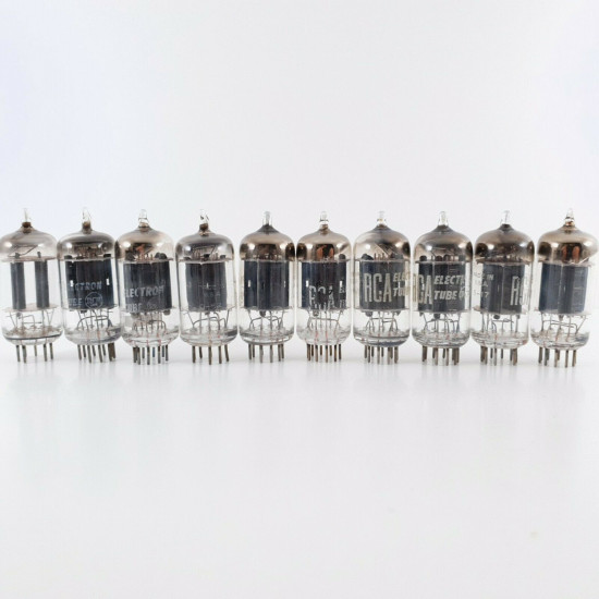 10 X 12AU7A RCA TUBE. 17MM BLACK PLATES. BLACK PLATES. 1960s PRODUCTION. CT  ENA