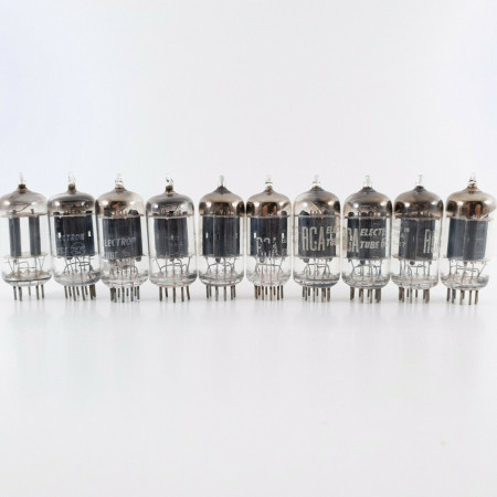 10 X 12AU7A RCA TUBE. 17MM BLACK PLATES. BLACK PLATES. 1960s PRODUCTION. CT  ENA
