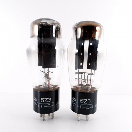 2 X 5Z3 HITACHI TUBE. BLACK PLATES. 1950s JAPANESE PROD. MATCHED PAIR. AG  ENA