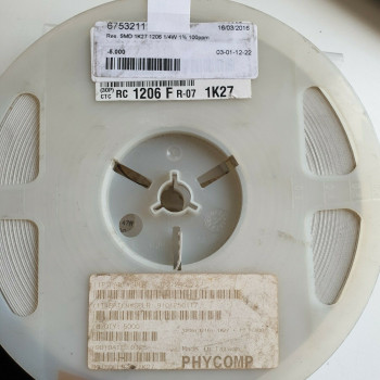 10 x 1.27K 1/4W 1% 100PPM SMD PHYCOMP RESISTOR. CA391U5000F020721