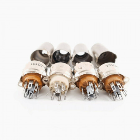 4 X 7 PIN TUBE SOCKET + SHIELD. SYLVANIA. TS102P01. HIGH QUALITY CQ  ENA