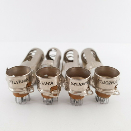 4 X 7 PIN TUBE SOCKET + SUPPORT. SYLVANIA. TS102P01. HIGH QUALITY CQ  ENA